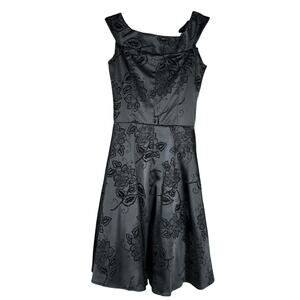 Vintage Windsor Black Floral Embroidered Mini Dress Sleeveless Junior Size 3